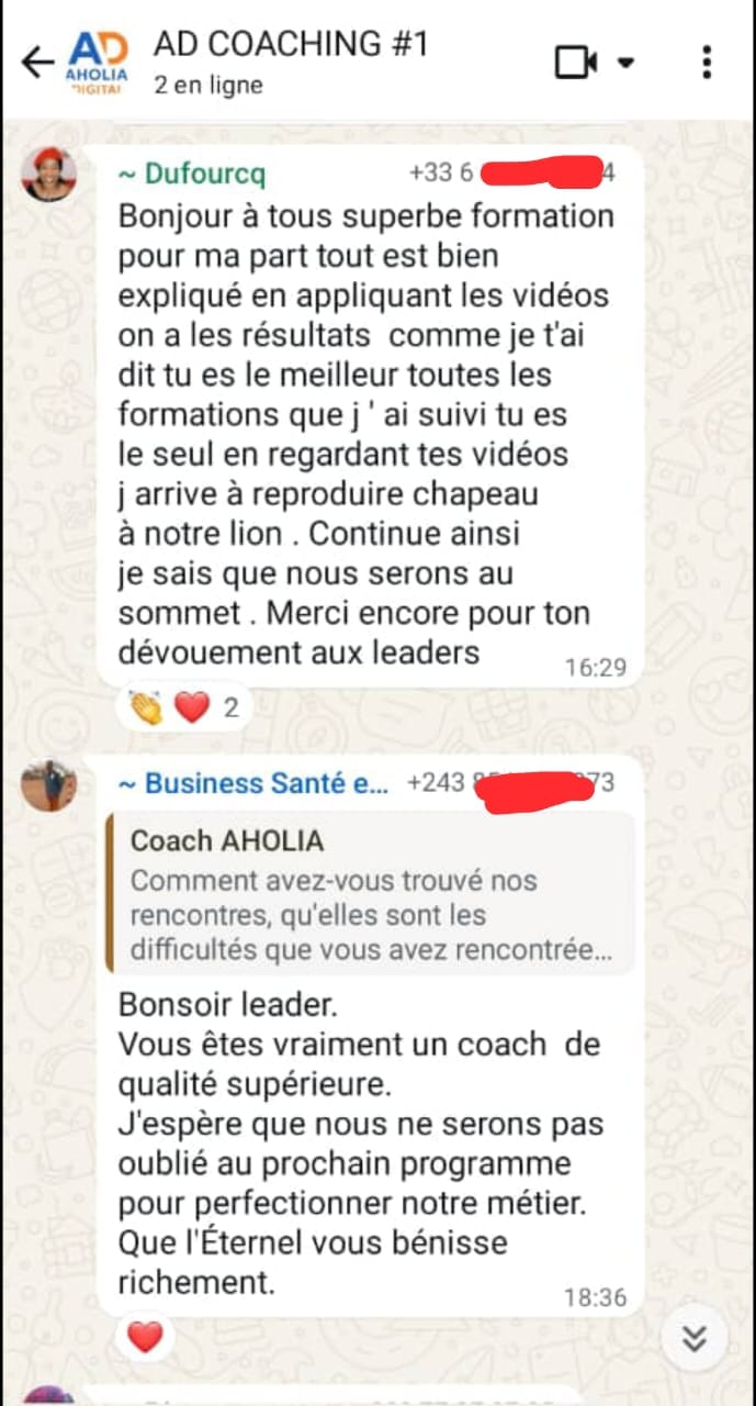 Témoignage WhatsApp d'un leader accompagné