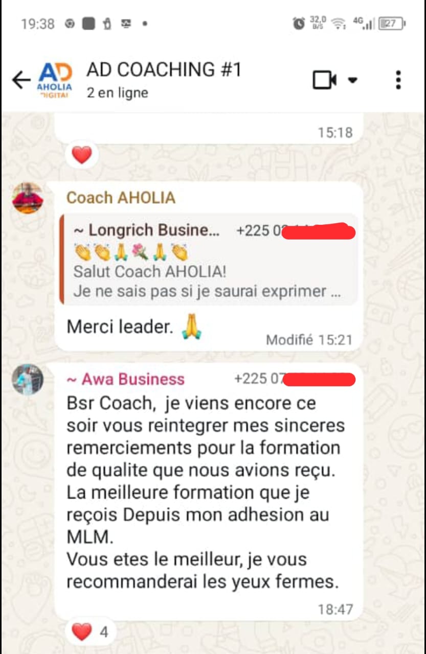 Témoignage WhatsApp d'un leader accompagné